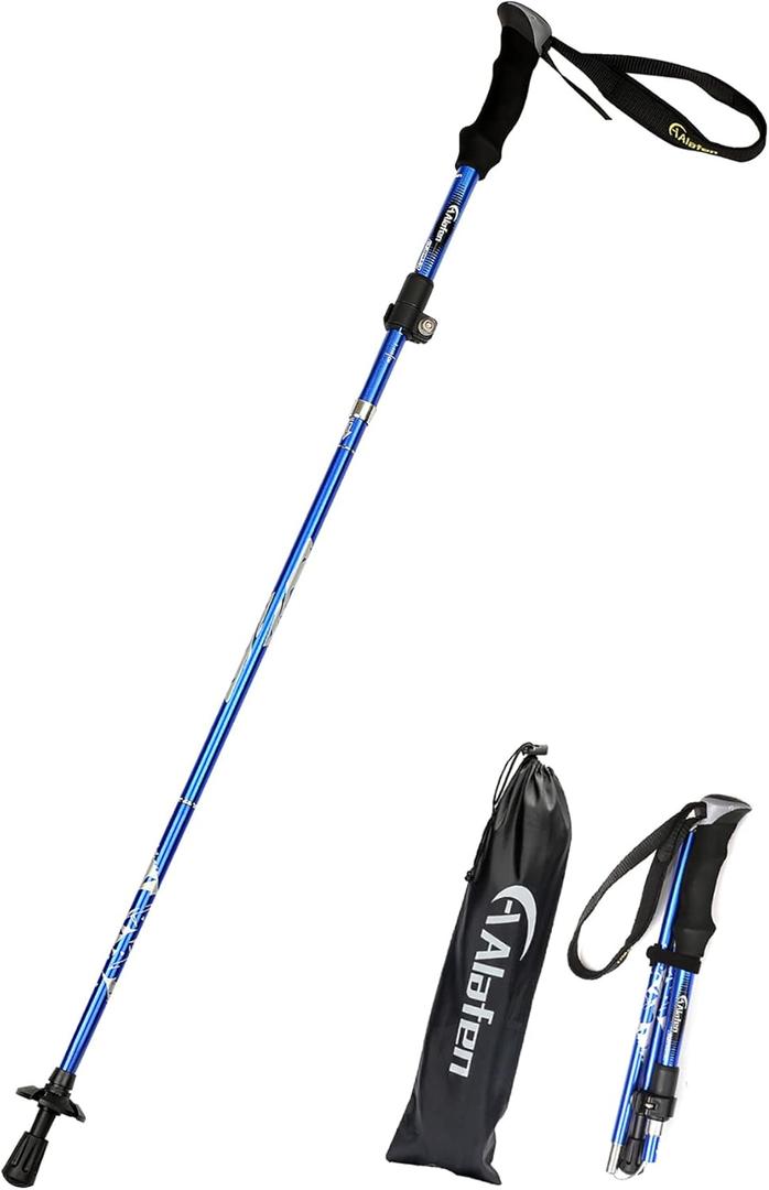 Aluminum Collapsible Ultralight Travel Trekking Hiking Pole for Men and Women (1 PC(1 Pole), P1_Blue)