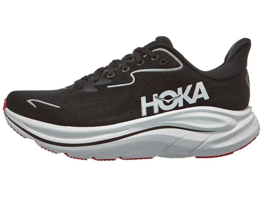 HOKA Clifton 10 Men's Shoes Black/Silver, 7.5 Wide