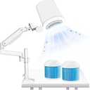 Pedicure Nail Dust Collector Quiet, 80W Professional Manicure Vacuum Cleaner Nails Tech Acrylic Dust Extractor with Dimmable Lamp Table Mounted for Nail Salon Powerful Fan (2PCS Reusable Filters)