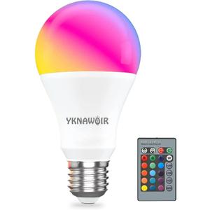 Color Changing Light Bulbs, 5W A19 RGB LED Light Bulbs with Remote Control & Memory Function - 16 Colors, 6500K White, E26 Screw Base, Dimmable Multicolor Light Bulb for Bedroom, Party, Home Decor