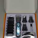 oneisall Professional Dog Grooming Kit at Home: All-in-One Quiet Clippers & Nail Grinder with LED Light, 2000mAh Cordless Dog Shaver, Safe Poodle Grooming Kit for Paws, Face, Ears & Body (Blue)