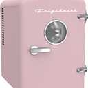Frigidaire EFMIS171 Retro Mini Portable Personal Fridge - Ideal for Home, Office or Dorm - Includes Carrying Handle, AC/DC Wall/Car Charger (Pink)