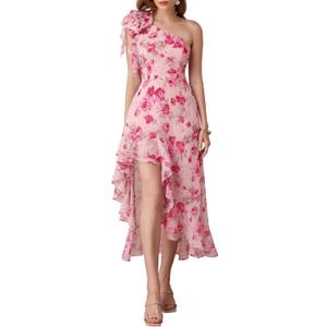 GRACE KARIN Womens Summer One Shoulder Sleeveless Dresses Floral Flowy Ruffle High Low Wedding Guest Maxi Sundresses L