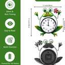 Outdoor Clock Silent Non-Ticking, Frog Outdoor Wall Clock with Thermometer & Humidity Decorative Outdoor Clocks for Patio, Garden, Home Decor
