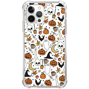 Autumn Phone Case Fall Leaves Cover Compatible with iPhone 16 Pro Max, Cute Funny Halloween Ghost Moon Pumpkin Pattern Case for Girl Men and Women, Trendy TPU Bumper Phone Case