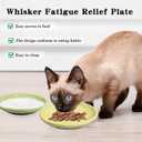 Fhiny 4PCS Cat Food Bowl,6" Ceramic Cat Dishes with Silicone Bottom Shallow Whisker Fatigue Kitten Texture Plates Set for Indoor Cats Non-Slip Wide Kitten Whisker Friendly Bowls, Beige & Green