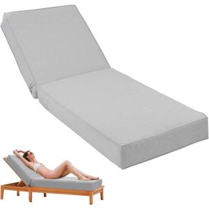 Outdoor Chaise Lounge Cushion 80"x26"x5.9", Waterproof 5.9" Extra Thickness Lounge Cushion with Removable Cover, Patio Lounge Chair Cushions for Outdoor Furniture, Light Gray (1 Pack-80x26x5.9 Inches)