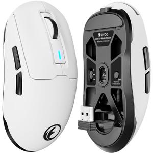 G59 2.4G/BT/Wired Wireless Gaming Mouse, Rechargeable USB Type-C Wireless Game Mouse, 6 Adjustable DPI, Max 8000 DPI, 60g Lightweight, 6 Programmable Buttons, PC Computer Laptop, Win 11 10, Mac