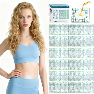 Castor Oil Patches, 60PCS DIY Castor Oil Pack Wrap, Belly Button Patch, Disposable Belly Button Pad with PU Film, Organic Cotton Self-Adhesive Patches (3.94 x 3.94 inchesPack of 60)