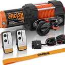 ORCISH Upgrade 3500 lb 12V DC Electric Winch, ATV/UTV Winch Kit for Towing, 1/4"×30' Synthetic Rope with Both Wireless Handheld Remote and Corded Control Recovery, Easy Assembly Winches