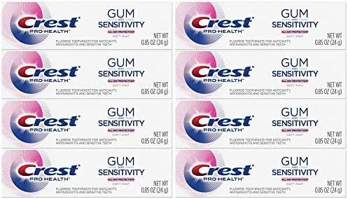 Crest Pro Health Gum and Sensitivity Toothpaste for Sensitive Teeth, Soft Mint, Travel Size 0.85 oz (24g) - Pack of 8 EXP. 02/2028