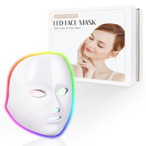 Led Face Mask Light Therapy, 7-1 Colors LED Facial Skin Care Mask, Red Light Therapy for Face, White