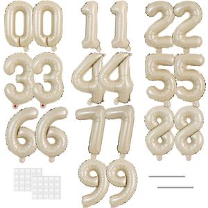 TONIFUL Number Balloons 16 Inch Caramel 2 Set 0-9 Number Mylar Foil Balloons 20 Pcs Custom digitalal for 2026 New Year Eve Birthday Party Engagement Graduations Anniversary Baby Shower Decor