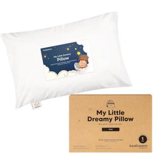 Mini Toddler Pillow with Pillowcase - 9x13 My Little Dreamy Travel Kids Pillow for Sleeping, Toddler Bed, Small, Tiny, Organic Cotton Pillowcase, Soft & Breathable, Kids 2-4 Years Old(Soft White) (Mini 9x13, Soft White)