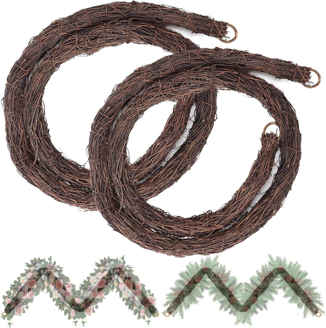 Natural Grapevine Garland 6 FT - DIY Crafts Grapevine Vine Twig Wreath Making Supplies for Decors - 2 Pack
