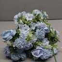 Lyrow 8 Pcs Peony Artificial Flowers Fake Silk Hydrangea Bouquet Elegant Peony Flowers for Wedding Decoration Faux Realistic Floral for Home Party Table Centerpieces Arrangement (Blue)