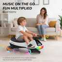 Umatoll 12V Electric Wiggle Car for Kids, Birthday Gifts Toy for Age 3+ | LED Expression Display, 2 in 1 Electric & Manual Riding Modes, RGB Lights, Bluetooth, 2 Speeds, Rechargeable Battery, Medium