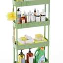 LEHOM 5.1" Slim Storage Cart - 4 Tiers Bathroom Organizer Mobile Shelving Unit Storage Rolling Utility Cart Slide Out Organizer for Kitchen Bathroom Laundry Narrow Places, Green (Light Bean Green)