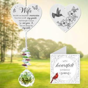 Memorial Crystal Suncatcher, Sympathy Gifts for Loss of Wife, Memorial Gifts for Loss of Wife, Hanging Crystals Ornament for Window Rainbow Maker Prisms Home Decor Gift