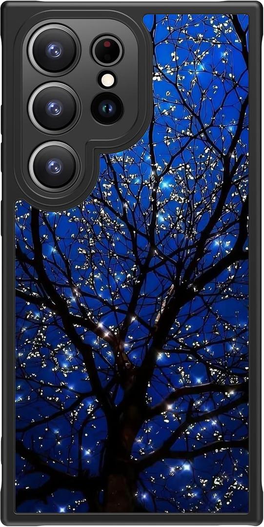 FUNMIKO Cute Phone Case for Samsung Galaxy S25 Ultra - Wireless Charging - Trendy Wildflower Design for Women Girls, Non-Slip Translucent Matte Hard Cover with Shockproof Corners - Dreamy Wishing Tree