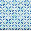Fiesta Mali Tiles Geo Trellis Anti-Fatigue Comfort Kitchen Runner Mat, Non-Slip Floor Mat, Padded Standing Desk Mat, Blue/Aqua/White, 20"x55"