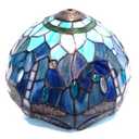 Small Tiffany Lamp Stained Glass Table Lamp Uplight Accent Lamp with Metal Leaf Base Yellow Purple Rose Style Desk Light 8X19 Inch for Home Office Living Room Bedroom