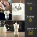 Milk Frother White - Coffee Frother Handheld with Electric Whisk - 19000 rpm - Book Recipes and Stainless Steel Stand Included - Hand Mixer Electric (White and Gold)