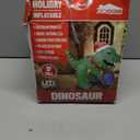 Joiedomi 5ft Tall Christmas Inflatables Dinosaur Outdoor Decoration, Blow Up Dinosaur with Gift Box, Christmas Yard Inflatables with Build-in LEDs for Xmas Decorations Outside, Xmas Lawn Decor