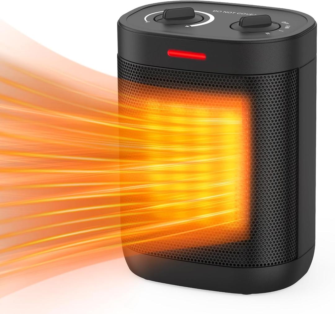 1500W Space Heaters for Indoor Ues, Electric Portable Heater with Thermostat, 3 Modes, Multiple Protection, Small Heater Safety for Home Office Quiet