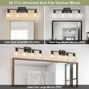 Unicozin Modern Bathroom Light Fixtures, 4 Light Vanity Lights Over Mirror, Black Wall Lamp with Clear Glass for Living Room Cabinet Bedroom Porch
