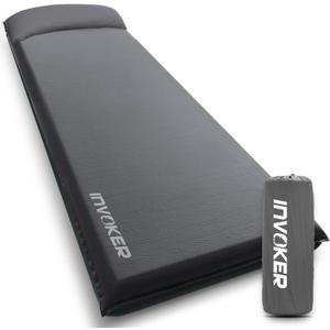 INVOKER Camping Sleeping Pad 2.75 Memory Foam Fast Self Inflating Insulated Durable Camping Mat Air Mattress with Pillowfor Tent, Traveling, Car, Camping, Grey