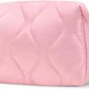 2 x Makeup Bag, Wide-open Cosmetic Bag, Toiletry Bag for Women, Travel Essentials Organizer, Compact Lightweight for Daily Use (Pink)