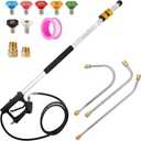 14Ft. Telescoping Pressure Washer Wand,Pressure Washer Extension Wand with 5 Piece Quick Connect Nozzle KitGutter Cleaner Attachment and 5 Spray Nozzle Tips (FT14)