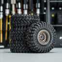 INJORA Black Coating Brass 1.0 Beadlock Wheel Tires Set for Axial SCX24 AX24 TRX4M FCX24 Upgrade 1/24 1/18 RC Crawler CarGrey