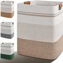 Laundry Hamper, 85L Tall Laundry Basket with Leather Handles, Rectangle Large Clothes Hamper for Organizing, Cotton Woven Laundry Baskets Storage Hampers for Bedroom, Nursery, Living Room
