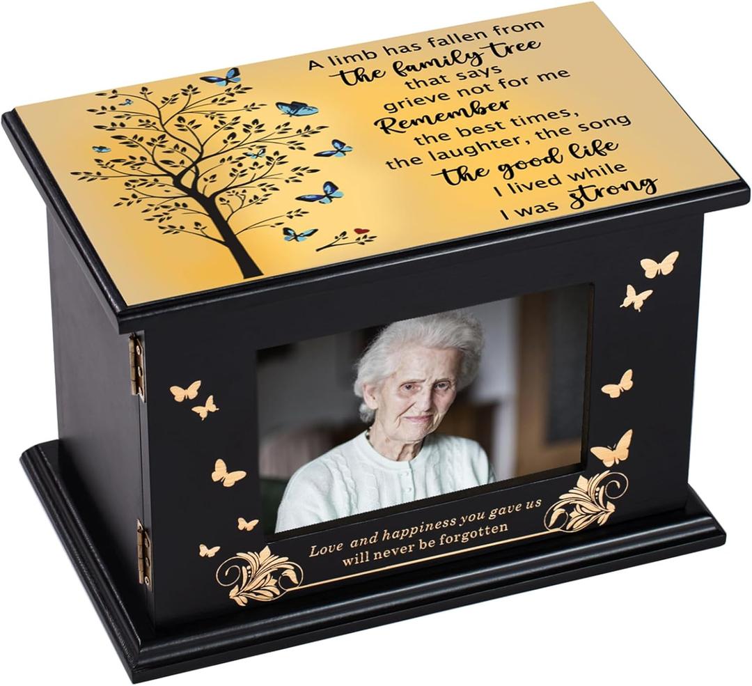 Cremation Urns for Human Ashes Adult Male Female, Women Man Large 250 lbs Decorative Memorial Urn for Ashes Dad Mom, Burial Funeral Wooden Urn, Black, VT-U002