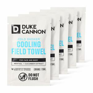 Duke Cannon Cold Shower Cooling Field Towels - 15 Individually Wrapped Towels - Men's Face and Body Wipes - Made with Menthol & Aloe - Instant Refresh Travel Pack