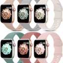 6 Pack Sport Bands Compatible with Apple Watch Band 38mm 40mm 41mm 42mm 44mm 45mm 49mm 46mm,Silicone Waterproof Strap for iWatch Apple Watch Series 11 10 9 Ultra 8 7 6 5 4 3 2 1 SE Women Men (Pine Green/Old Rose/Light Beige/Ivory/ Milk Tea/Grey)
