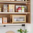 BAMBANG Bamboo Bread Box for Kitchen Countertop, Extra Large Farmhouse Bread Box with 4-Side Clear Panels, Wooden Bread Storage Container for Homemade Bread, Natural
