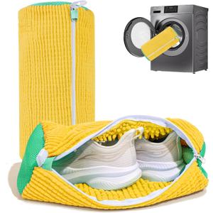 Shoe Washing Machine Bag: Laundry Shoe Bag for Washer and Dryer - 2pc Reusable Shoe Cleaning Bag for Sneaker Tennis Shoes Unstain Cleaner Kit (Yellow 2pcs)