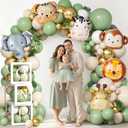 Wild One Birthday Decorations,112 Pcs First Birthday Decorations Party Supplies, Balloons Garland Arch Kit,1st Balloon Boxes with ONE Letters for Safari Jungle Theme Woodland Animals Boys Girls