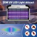 20W Electric Bug Zapper, Indoor Fly Insect Killer with 3000V Grid, UV Light, Mosquito Gnat Zapper w 2 Replacement Bulbs for Home, Kitchen, Restaurant, Garage 2pc