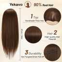 Mannequin Head with 90% Human Hair, 24" Female Real Hair Cosmetology Mannequin Head Hair Styling Manikin Head Doll Head for Hairdresser Practice Training with Clamp Holder and Tools (Brown)