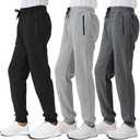 Kids Boys Sweatpants Pants Fleece 3 Pack Athletic Joggers Sweat Pant with Zipper Pocket Fall Winter Clothes Size 10-12 Black/ Grey/ Dark Grey