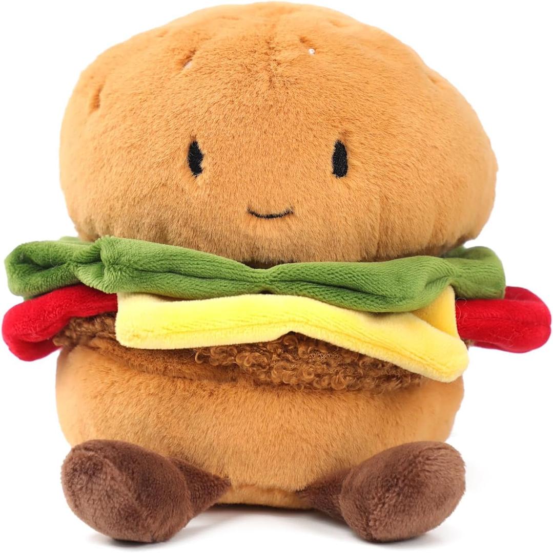 RECUR Hamburger Stuffed Animals Toy,Soft Food Plush,Cute Plushie 8 Inches, Adorable Gift for All Ages