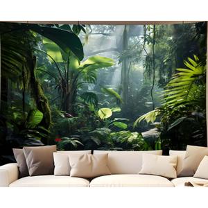 QGHOT Jungle Tapestry Wall Hanging, Green, 78.7L x 104W