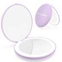 wobsion Travel Compact Mirror, Portable 1x/10x LED Makeup Mirror with Magnification, Handheld 2-Sided Pocket Mirror, 3.5in Small Mirror for Purse, Handbag, Gift, Purple (3.5-inch Battery Purple)