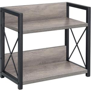 Giikin Countertop Shelf Organizer, 2 Tier Kitchen Spice Rack Organizer for Countertop, Wood Coffee Counter Shelf Organizer for Home (Grey, S)