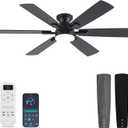 Ceiling Fans with Lights and Remote Control, Black Low Profile Ceiling Fan with Light 3-Color LED Dimmable, Memory for Lighting, Fan Reversible and Fan Gear, 6-Speed, Timer, Indoor/Outdoor Use (52 inch)