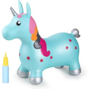 INPANY Bouncy Unicorn Hopper, Horse Hopper, Bouncy Inflatable Animal Ride-on Toy for Children, Boys and Girls, Toddlers (Pump Included)